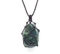 Collar con colgante de cristal de piedra natural, envoltura de cuerda, ópalo de ojo de tigre pulido para collar de mujer,Ágata india,25x38mm 39cm