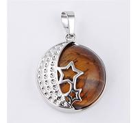 Collar con colgante de cristal de rosa púrpura de piedra Natural para mujer, joyería femenina, collares de Metal con estrella de luna hueca,ojo de tigre