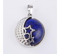 Collar con colgante de cristal de rosa púrpura de piedra Natural para mujer, joyería femenina, collares de Metal con estrella de luna hueca,Lapislázuli