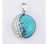 Collar con colgante de cristal de rosa púrpura de piedra Natural para mujer, joyería femenina, collares de Metal con estrella de luna hueca,turquesa