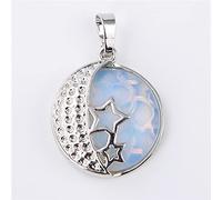 Collar con colgante de cristal de rosa púrpura de piedra Natural para mujer, joyería femenina, collares de Metal con estrella de luna hueca,ópalo