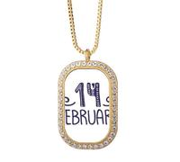 Collar con colgante de cristal dorado con cita de amor del 14 de febrero
