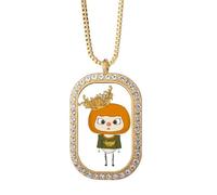 Collar con colgante de cristal dorado con diseño de crisantemo y hojas de arena amarilla