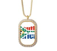 Collar con colgante de cristal dorado con nombre de la bandera del sur de África