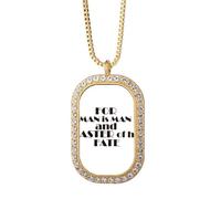 Collar con colgante de cristal dorado con texto en inglés «For Man Is Man And Master Of His Fate»