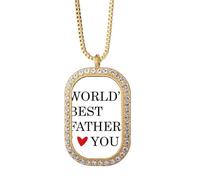 Collar con colgante de cristal dorado con texto en inglés "Love You Best Father Dad"