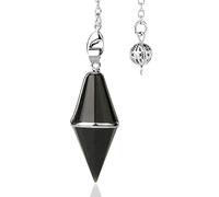 Collar con colgante de cristal natural multifacético, piedra de ojo de tigre, péndulo puntiagudo de cuarzo rosa para radiestesia,Ónix negro B