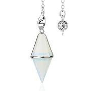 Collar con colgante de cristal natural multifacético, piedra de ojo de tigre, péndulo puntiagudo de cuarzo rosa para radiestesia,opalita ópalo B