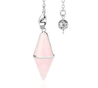 Collar con colgante de cristal natural multifacético, piedra de ojo de tigre, péndulo puntiagudo de cuarzo rosa para radiestesia,Cuarzo rosa B