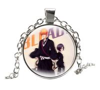 Collar con colgante de cristal para cosplay de Anime Bleach Figuras de dibujos animados Kurosaki Ichigo Hitsugaya Toushirou Cabujón Collar con colgante de cristal para niño y niña Regalos, Aleación