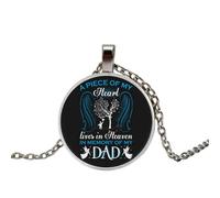 Collar con colgante de cristal redondo convexo S tibetano, regalos,"A Piece of My Heart Lives In Heaven In Memory of My Dad", 1