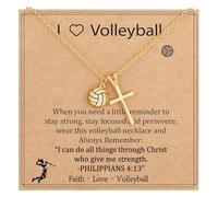 Collar con colgante de crucifijo de cobre ligero, diseño de fútbol, voleibol, fútbol, cadena ajustable para estilos de vida activos, collar de voleibol, tennis, como se describe, como se describe