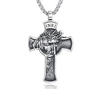 Collar con colgante de crucifijo para cruz, joyería de acero inoxidable, religioso, para hombre, niño, adulto, collar de crucifijo para hombres, mujeres, niños, católicos de acero inoxidable