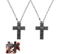 Collar con colgante de cruz antiguo con compartimento secreto, collar colgante en forma de diez personajes, diseño impreso 3D para regalo de cumpleaños, Navidad, San Valentín, 2 PCS, Acero inoxidable