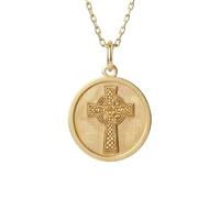 Collar con colgante de cruz celta de plata de ley 925 y oro |LK_NLC_01029 | for men women gold plated round floral disc pendant 25mm x 1.5mm with 18 inch cable chain nature inspired