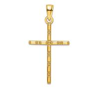 Collar con colgante de cruz de fe religiosa de oro amarillo macizo de 14 quilates pulido de 18,5 mm, regalo de joyería para mamá, talla única, Metal, No es una piedra preciosa