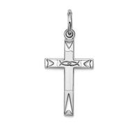 Collar con colgante de cruz de fe religiosa de plata de ley 925, pulido sólido, grabado con láser, mide 22 x 10 mm de ancho, joyería para mujer, One Size, Metal metal Plata Plata de ley, No es una