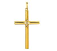 Collar con colgante de cruz de fe religiosa hueca de plata de ley 925 de 31,22 mm, tono dorado con centro de corte brillante, regalo de joyería para mamá, talla única, Metal Plata Oro metal Plata, No