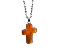 Collar Con Colgante De Cruz De Piedra Natural Para Mujeres Y Hombres, Cristal Curativo De Cuarzo, Chakras, Reiki, Piedras Preciosas, Collar Con Cadena, Joyería De Fe, Regalo Para Cumpleaños, Anive