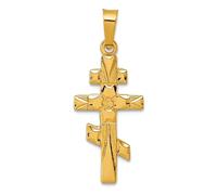 Collar con colgante de cruz religiosa ortodoxa oriental de oro amarillo macizo de 14 quilates, 10,4 mm, regalo de joyería para mamá, talla única, Metal, No es una piedra preciosa