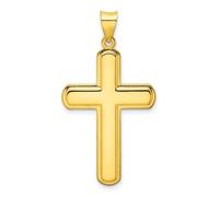 Collar con colgante de cruz religiosa sólida de plata de ley 925 pulida en tono dorado de 21,71 mm, regalo de joyería para mamá, talla única, Metal Plata Oro metal Plata, No es una piedra preciosa