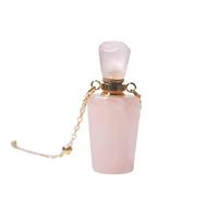 Collar con Colgante De Cuarzo Rosa para Mujer Y Niña, Difusor De Aceites Esenciales, Péndulo De Cristal con Gema, Colgante De Botella De Perfume con Cadena Larga Chapada En Oro De 18 Quilates, Col