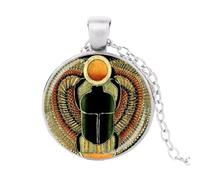 Collar con colgante de cúpula de cristal de escarabajo egipcio símbolo de fuerza, joyería del antiguo Egipto, 1
