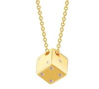 Collar con colgante de dados de acero de titanio, estilo hip hop, accesorio de diseño cúbico para hombre, color plateado y negro