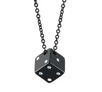 Collar con colgante de dados de acero de titanio, estilo hip hop, accesorio de diseño cúbico para hombre, color plateado y negro