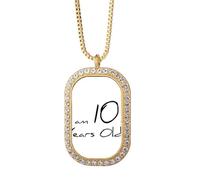 Collar con colgante de diamante y cristal dorado con texto en inglés "I am 101 years old age"