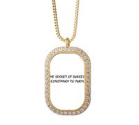 Collar con colgante de diamantes de cristal dorado con cita de constancia para propósito