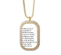 Collar con colgante de diamantes de cristal dorado con cita de poesía Never Surrender Unbeatable