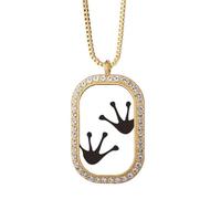 Collar con colgante de diamantes de cristal dorado con diseño de huellas de rana, diseño de animales
