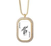 Collar con colgante de diamantes y cristales dorados con patrón de naipes negros