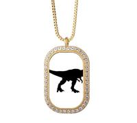Collar con colgante de dinosaurio negro bs die out con diamantes de cristal dorado