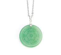 Collar con Colgante de Disco Redondo con Símbolo Mágico para Hombre y Mujer|Amuleto de Cristal Natural con Cadena de Plata,Amuleto de Cuentas de Piedras Preciosas Energéticas de Meditación y Equi