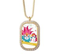 Collar con colgante de doble cabeza de cristal de Venecia con diamantes y cristales dorados