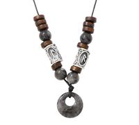 Collar Con Colgante De Donut De Cristal Natural, Piedra Curativa Reiki, Moneda De La Suerte, Collares Con Cuentas De Madera, Amuleto Vikingo Nórdico, Joyería Para Mujeres Y Hombres, Regalo De Labr