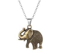 Collar con colgante de elefante de acero inoxidable, joyería inspirada en la vida salvaje, con cadena de cable de 45 cm, diseño animal en tono oro antiguo, accesorio de moda duradero de 29 x 25 mm.