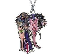 Collar con colgante de elefante de la selva, de aleación esmaltada, con diamantes de imitación, joyería de moda para mujeres y niñas, regalo, 35mm x28mm, Zinc, No es una piedra preciosa