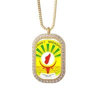 Collar con colgante de emblema afnacional de Madagascar con diamantes de cristal dorado