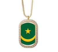 Collar con colgante de emblema afnacional de Mauritania con diamantes de cristal dorado