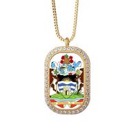 Collar con colgante de emblema de John & Barbuda con diamantes de cristal dorado