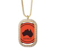 Collar con colgante de emblema de mapa de sabores de Australia, joyería dorada con diamantes de imitación