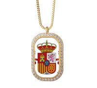 Collar con colgante de emblema nacional de España de la UE con diamantes de cristal dorado