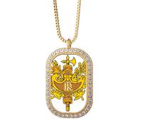 Collar con colgante de emblema nacional de Francia de la UE con diamantes de cristal dorado