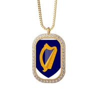 Collar con colgante de emblema nacional de Irlanda de la UE con diamantes de cristal dorado