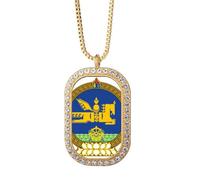 Collar con colgante de emblema nacional de Mongolia Art Deco con diamantes de cristal dorado