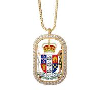 Collar con colgante de emblema nacional de Oceanía con diamantes de cristal dorado
