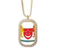 Collar con colgante de emblema nacional de Singapur Asia con diamantes de cristal dorado